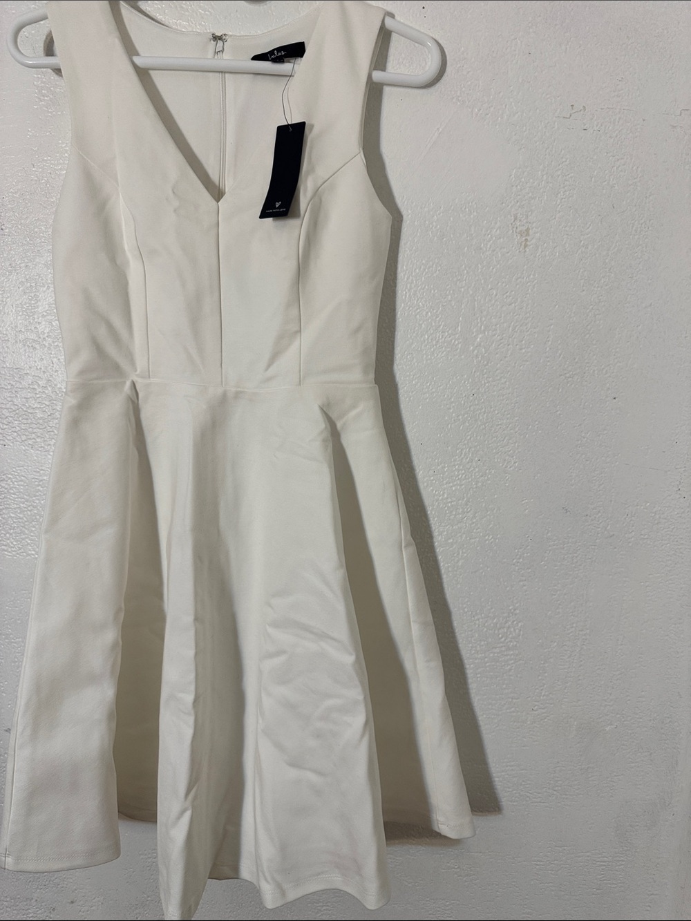 Lulu's White V-Neck Fit and Flare Mini Dress